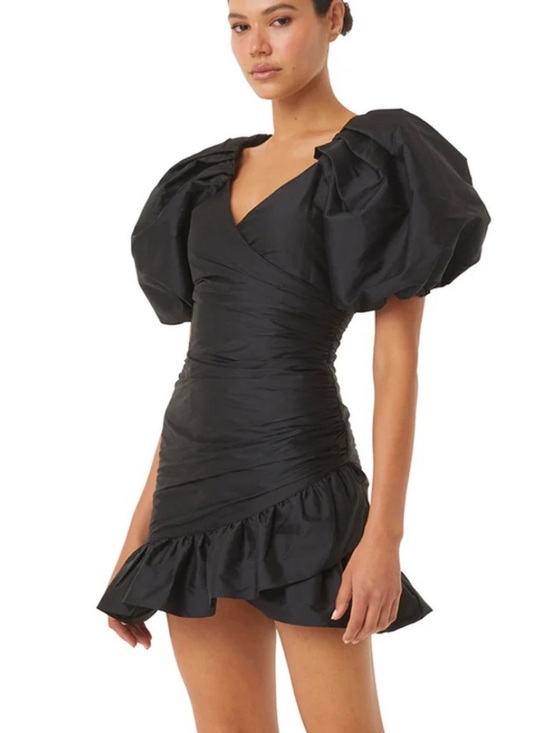 Misa Los Angeles Dresses & Skirts - MISA Los Angeles Sybil Black Taffeta Mini Dress LBD Puff Sleeve NWT Sz S